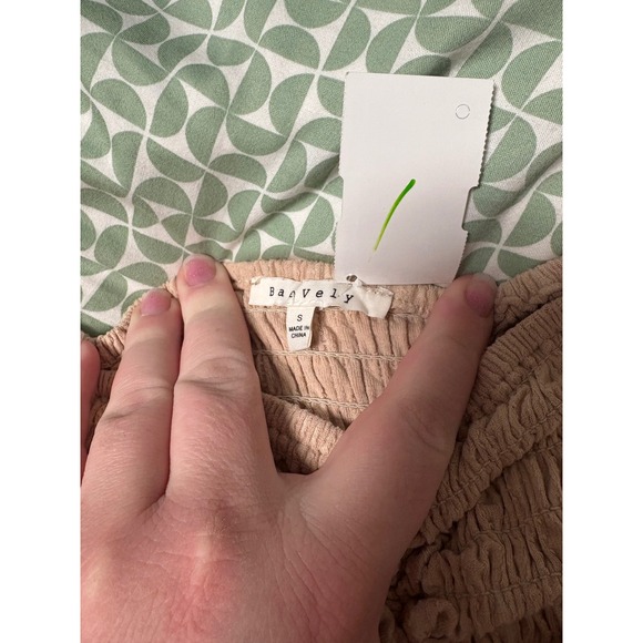 Baeverly Smocked Square Neck Ruched Front Blush Pink Babydoll shirt - Picture 5 of 7